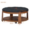 NicBex Modern Large Round Coffee Table with Linen Upholstered Tabletop and Wheels for Living Room - 2 of 4