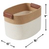 Ornavo Home 3 Pack Cotton Rope Shelf Storage Basket with Faux Leather Handles - 2 of 4