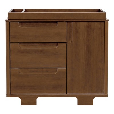 Natural Walnut 3-Drawer Changer Dresser with Cabinet