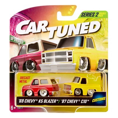 Car-Tuned Series 2 Dip'd & Drip'd 1969 Chevy K5 Blazer (Lowrider) and 1987 Chevy C10 (Lowrider) Diecast Truck Toy Vehicle - 2pk
