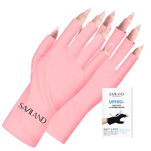 Saviland UV-Armor Gloves: UPF80+ Lab-Verified w/99.9% UV Block - Fingerless Gel Lamp Defense.(Light Pink) - 1 of 4