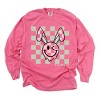Simply Sage Market S.W.Smiley Checkered Smiley Face Bunny Garment Dyed Long Sleeve - 2 of 4