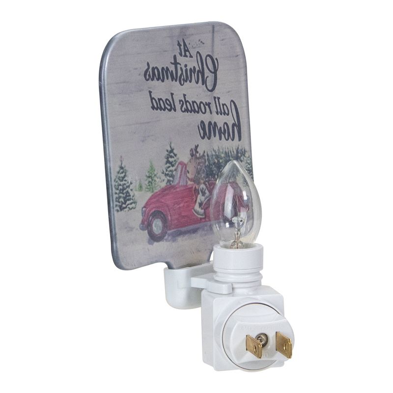Northlight 4" Red and Green Christmas Night Light with a Reindeer and Car, 4 of 5