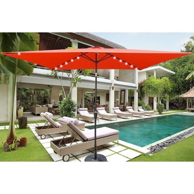 CAVINAS 10 x 6.5FT Patio Umbrella with LED Light and Crank,8 Ribs Market Patio Umbrella with Push Button for Backyard,Poolside,Deck