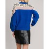 Women's Soft Plush Chevron Leopard Print Pullover Sweater - ALLIE ROSE - 2 of 4