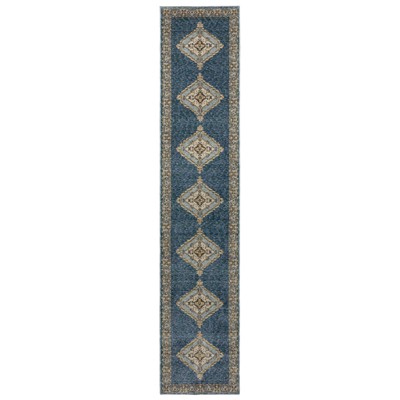 Oriental Weavers Andorra 2430A Blue/ Gold Indoor Area Rug - 2'6" x 12'