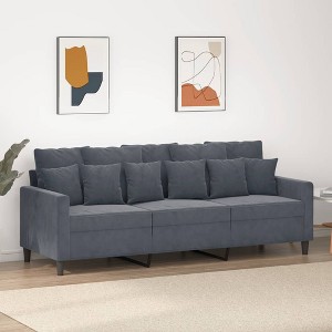 vidaXL 3-Seater Sofa Dark Gray 70.9 in. Velvet - 1 of 4