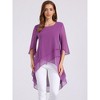 INSPIRE CHIC Women's High Low Hem Scoop Neck Asymmetrical 3/4 Sleeve Summer Top - 3 of 4