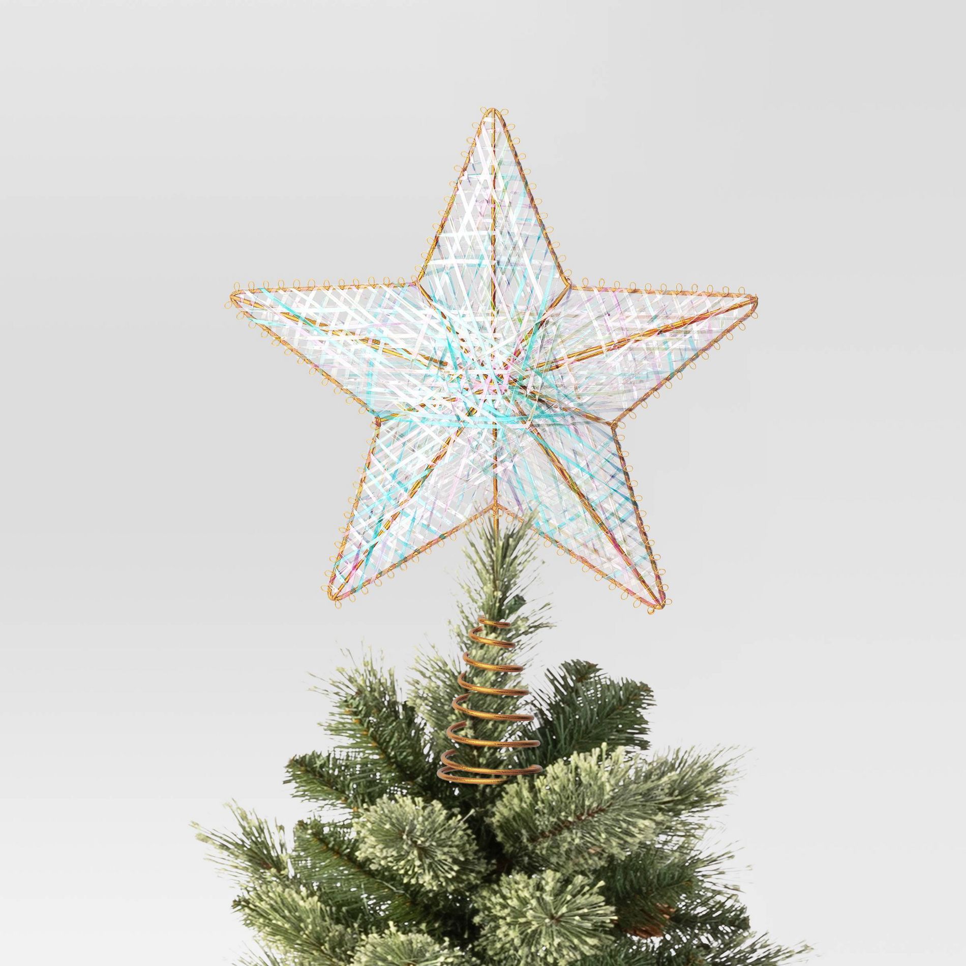 11" Unlit Gold Metal Iridescent Wrap 5 Point Star Double Sided Christmas Tree Topper - Wondershop™
