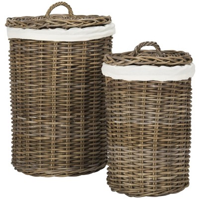 Natural Brown Rattan Laundry Baskets with Removable Lids