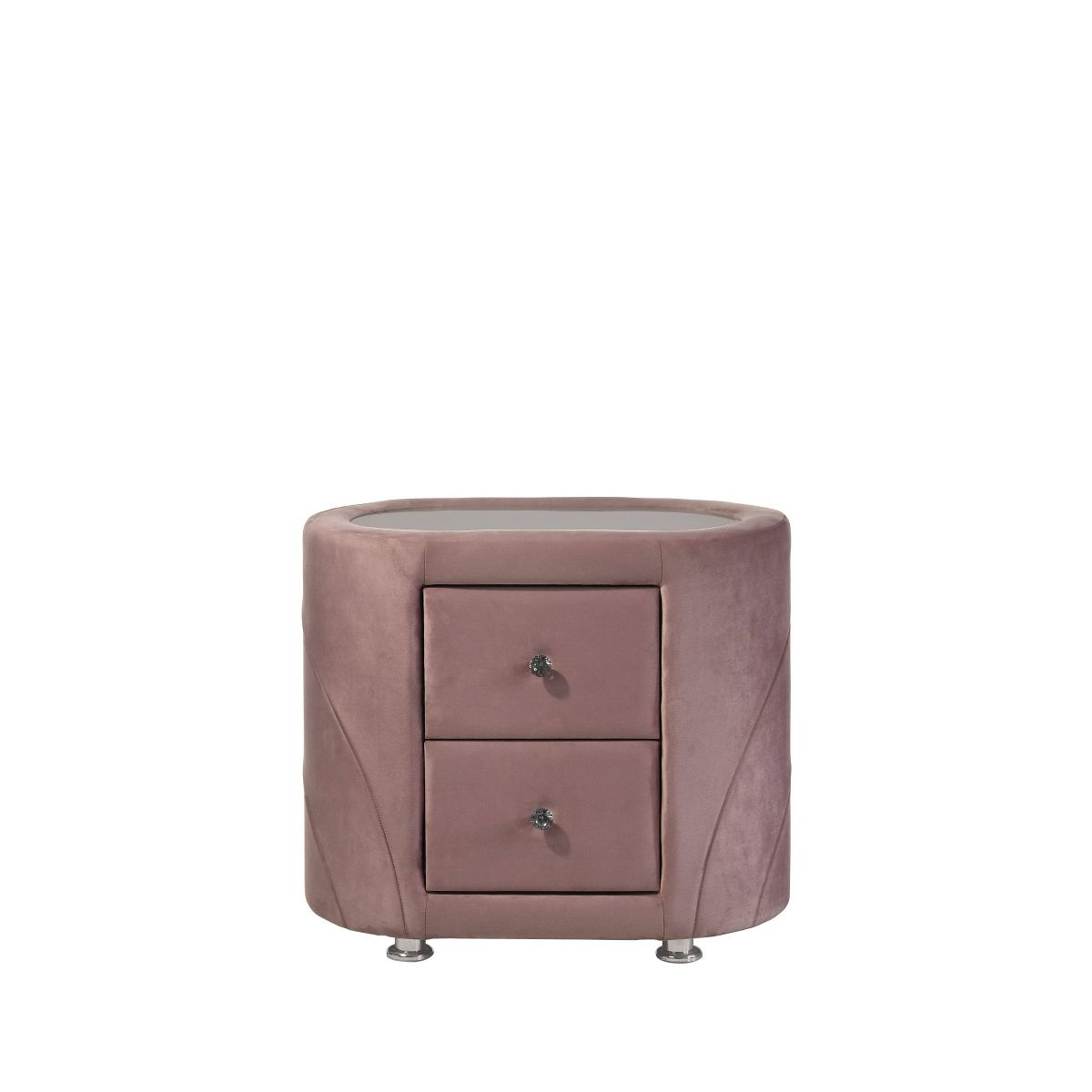 29" Salonia Nightstand Pink Velvet - Acme Furniture: Wood Composite, No Assembly, Meets Safety Standards