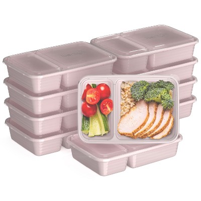 Image of Bentgo Meal Prep 2-Compartment Container, Reusable, Durable, Microwavable - Blush Pink - 3 Cup/10pk