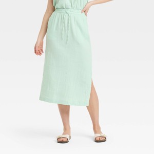 Women's Gauze Midi Pencil Skirt - Universal Thread™ - 1 of 3