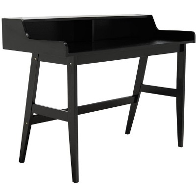 Industrial Mid-Century Matte Black Writing Desk with Shelves