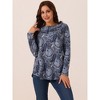 Seta T Women's Loose Fit Long Sleeve Casual Floral Printed Henley V Neck Tunic Tops - 3 of 4