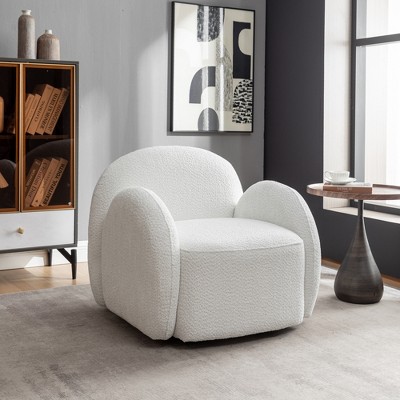SEYNAR Modern Glam Boucle Upholstered Swivel Accent Armchair