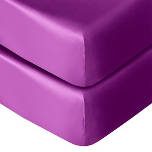 Silk Satin Fitted Crib Sheet, Super Soft Toddler Fitted Sheets for Standard Crib and Toddler Mattresses, 28x52 Inches - NTBAY - 1 of 4