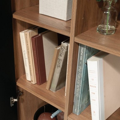 Serene Walnut and Black Storage Cabinet with Adjustable Shelves