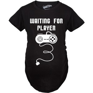 Maternity Waiting For Player Funny Pregnancy Shirt Gamer Tee - Crazy Dog Maternity T Shirt - 1 of 4