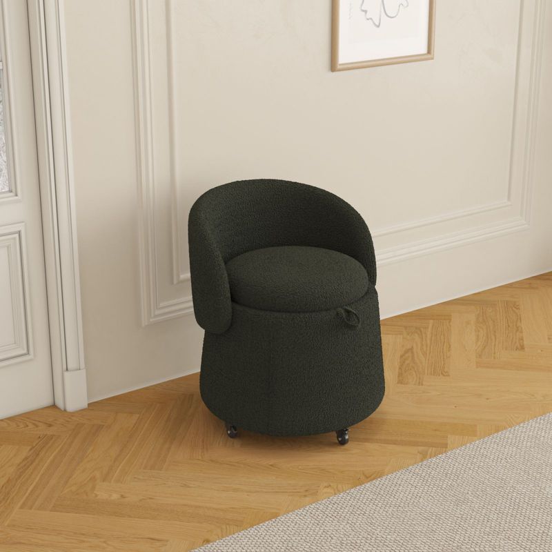 Cesar Small Teddy swivel chair,Upholstered Barrel Chair 360°Degree Swivel Side Chair with Storage,Modern Swivel Ottoman Vanity Chair-Maison Boucle, 3 of 11