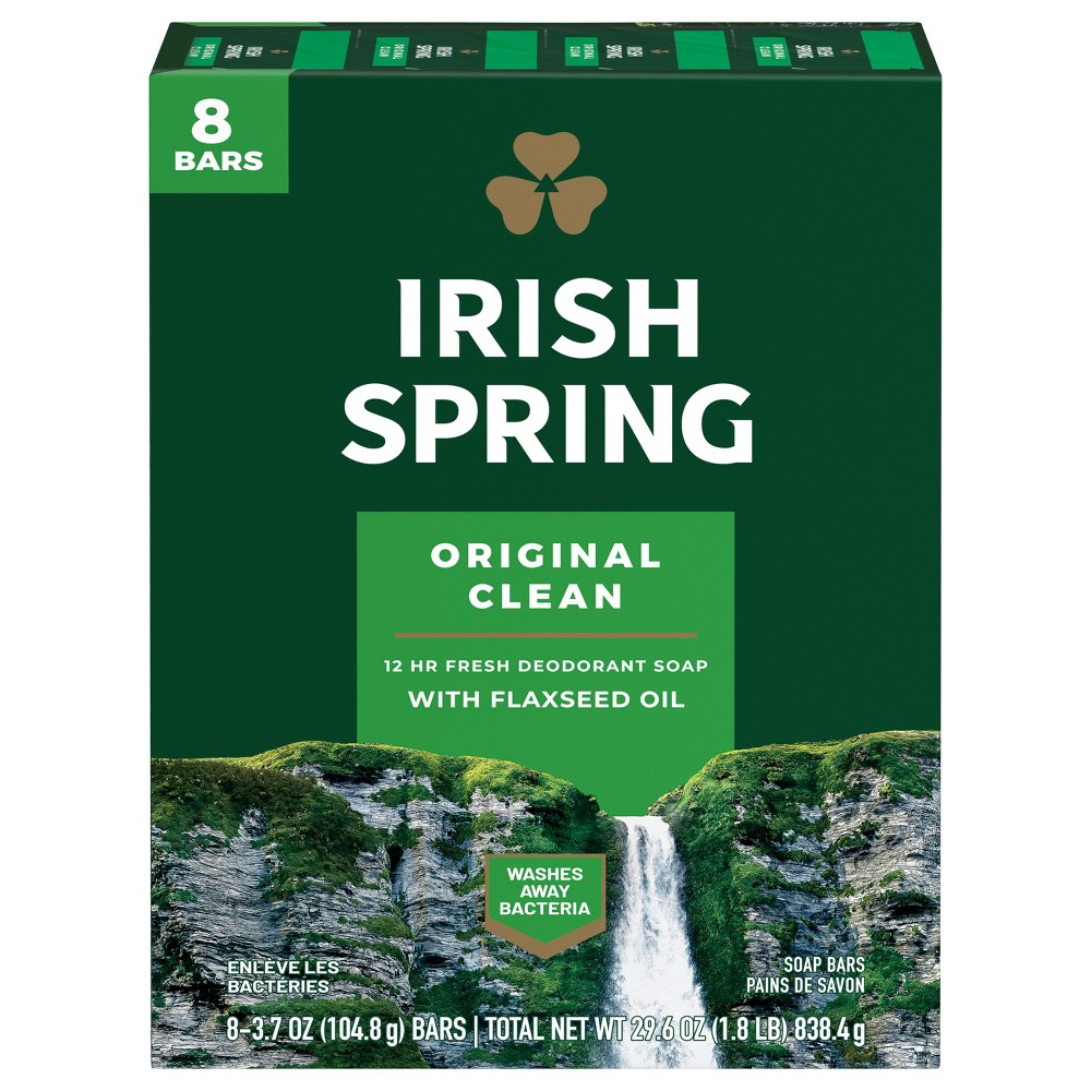 Photos - Shower Gel Irish Spring Bar Soap - Original Clean - 3.7oz/8ct