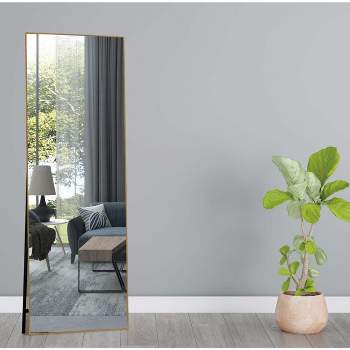 Bowen 65" x 22" Oversized Rectangle Aluminum Frame Wall-Mounted Full Length Mirrors-The Pop Home