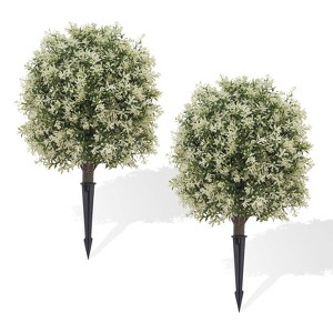 COZONY Set of 2 Artificial Topiary Ball Plants with Stakes