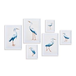 Plum & Post 16.5"W x 0.75"D x 23.5"H and 15.75 x 0.75 x 21.75 and 11 x 0.75 x 13.75 and 9 x .75 x 11.75 Blue Heron Gallery Framed Wall Art Set of 6 - 1 of 3