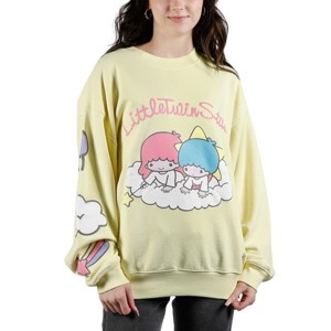 Twin Stars Little Twin Stars Puff Print Crew Neck Long Sleeve Yellow Adult Sweatshirt - 1 of 4