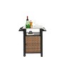 Gulches Brown Single Door Outdoor Wicker Bar Cart - Rolling Kitchen Island with Stainless Steel Expandable Tabletop - 3 of 4