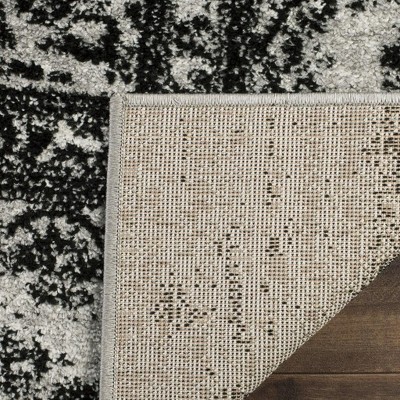 Silver and Black Synthetic 2'6" x 8' Runner Rug