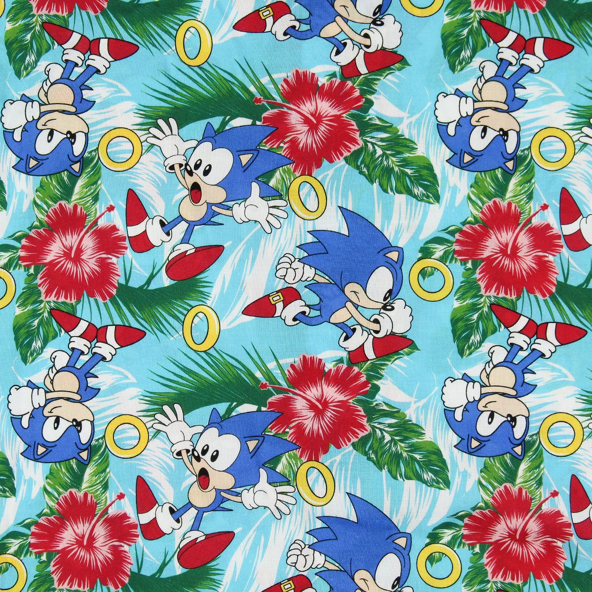 Sonic the Hedgehog Men's Hawaiian Floral Character Button-Up Woven Shirt - thumbnail 3