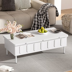 Lift-Top Coffee Table with 2 Drawers, Modern Cocktail Table Sofa Side Table Storage Center Table with Foldable Top, White/Black - ModernLuxe - 1 of 4