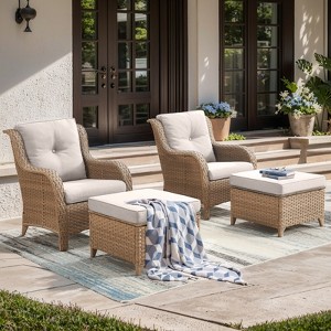 Gymojoy Outdoor Patio Chair Table with Ottoman High Back Club Chair - 1 of 4