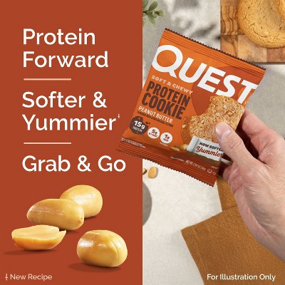Quest Nutrition Protein Cookie - Peanut Butter - 12ct: Ready to Eat, 15g Protein Per Serving, 1.53 Net Weight