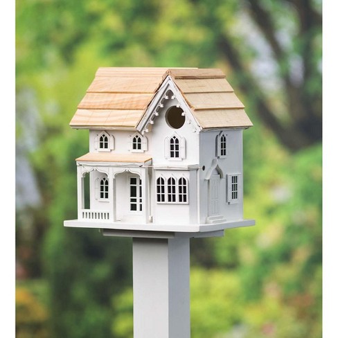 Plow & Hearth Madison Farmhouse Lighted Birdhouse And Pedestal Pole Set