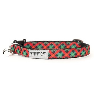 The Worthy Dog Holiday Check Breakaway Adjustable Cat Collar - 1 of 3