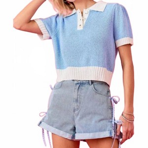 Women's Sweater Terry Polo Top - day + moon - 1 of 4