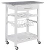 GlasFlength Kitchen Carts and Islands Modern Rolling Kitchen Cart with Spacious Storage for Kitchen, White,30”*15.75”*33.55" - 4 of 4