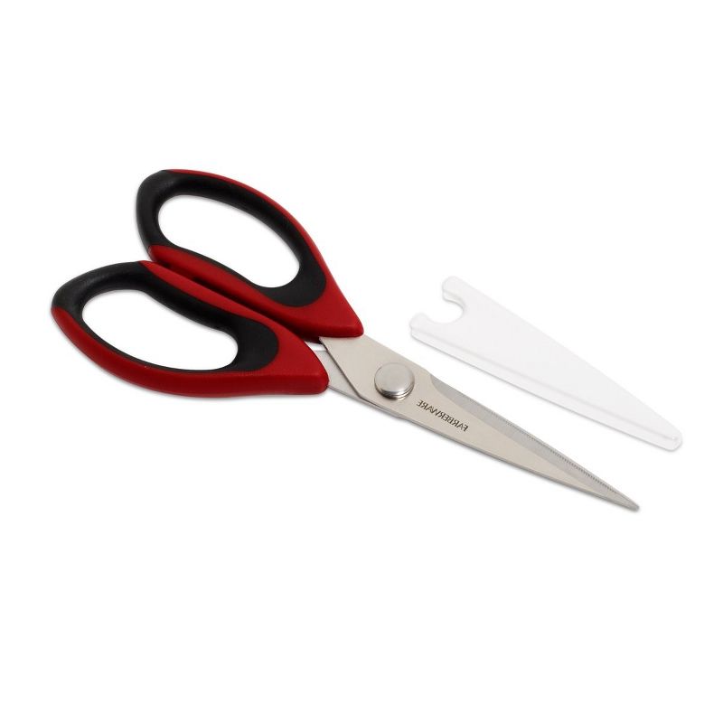 Farberware Professional High Carbon Stainless Steel Kitchen Shears With Safety Blade Cover & Non-Slip Handles, Black Red, 4 of 5