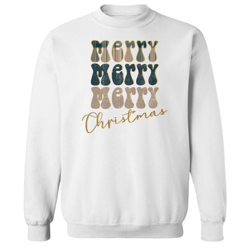 Rerun Island Men's Christmas Merrymerry Long Sleeve Graphic Cotton Sweatshirt, 1 of 2