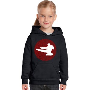 LA Pop Art Girl's Word Art Hooded Sweatshirt -Types of Martial Arts - 1 of 4