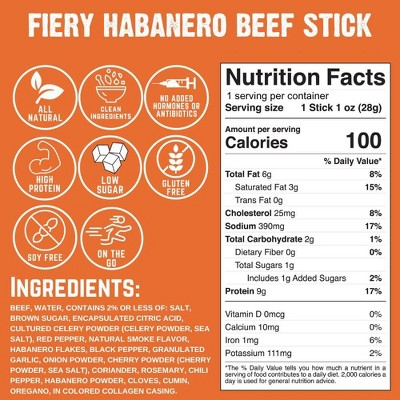 Righteous Felon Craft Jerky Fiery Habanero Beef Stick - 9g Protein - 1oz