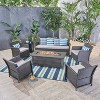 Christopher Knight Home Lucia Outdoor Wicker 7 Seater Sofa and Club Chair Chat Set with 50,000BTU Fire Pit - 2 of 4
