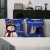 Christmas Pillow Covers 18x18 Set of 2 Let it Snow Snowman Christmas Trees Xmas Blue - 3 of 4