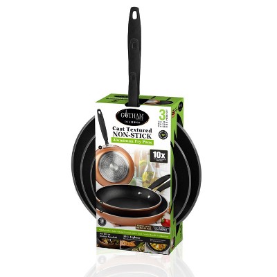 Gotham Steel Copper Nonstick Ceramic Coated Fry Pan Set - 8'', 10'' and 12''