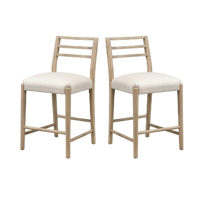 Christopher Knight Home Aranda Rubberwood Counter Stools with Ladder Backrest (Set of 2)