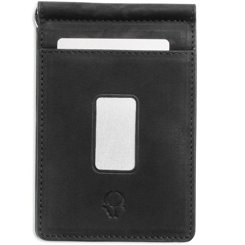 DONBOLSO Slim Leather Wallet Minimalist Bifold Wallet for Men - RFID Blocking Protection Money & Card Holder, Black, 1 of 5
