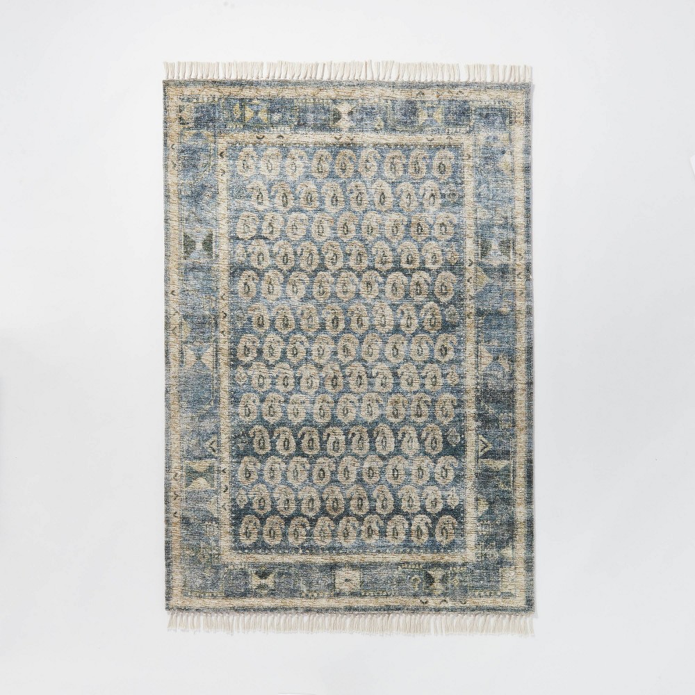 5'x7' Lost Creek Printed Paisley Rug Blue - Threshold™ designed with Studio McGee