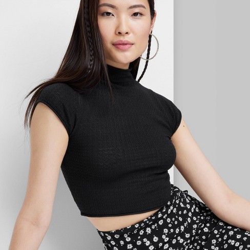 Turtleneck crop top outlet short sleeve